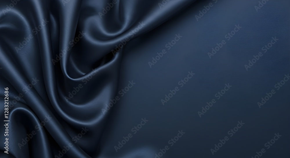Obraz premium Beautiful dark blue background with soft and elegant folds that create a luxurious and smooth texture.
