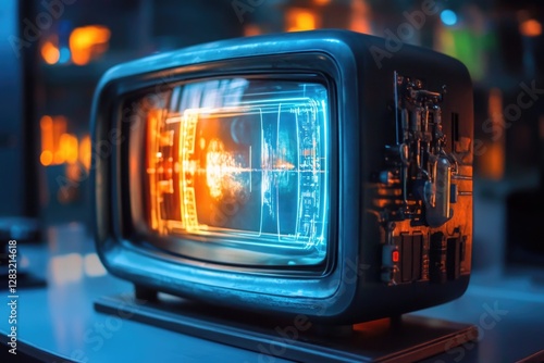 A vintage TV sits on a table, ready for viewing