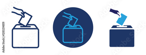 Set of 3 pixel perfect colored Ballot icon with 1 unexpanded, 1 silhouette, a simple and clear ballot icon representing voting or elections.