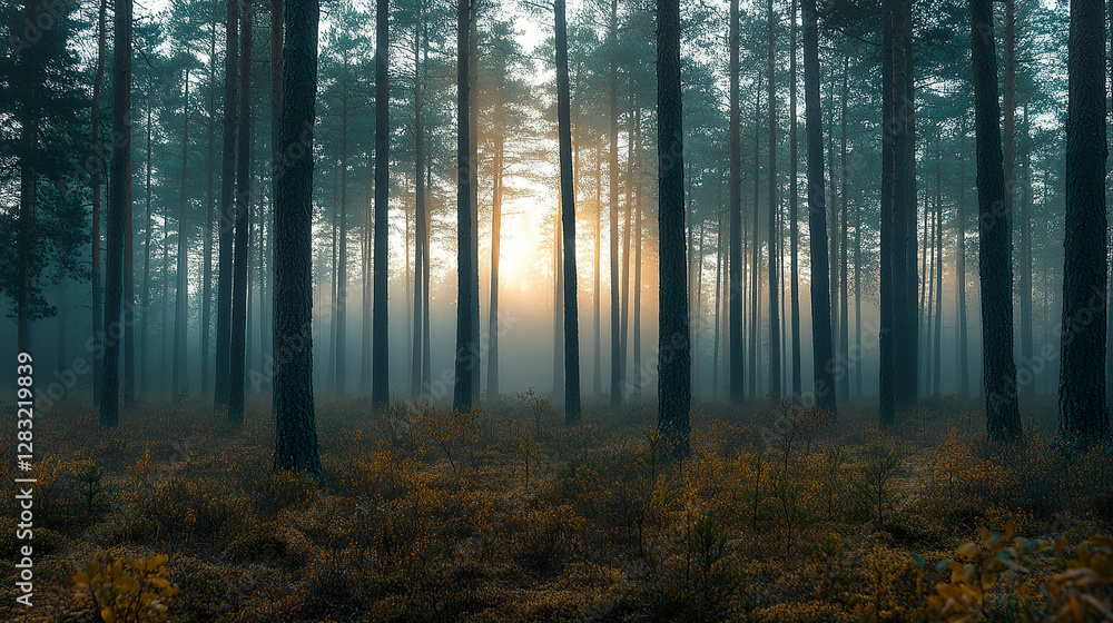 Dawn in Misty Pine Forest
Dawn in Misty Pine Forest