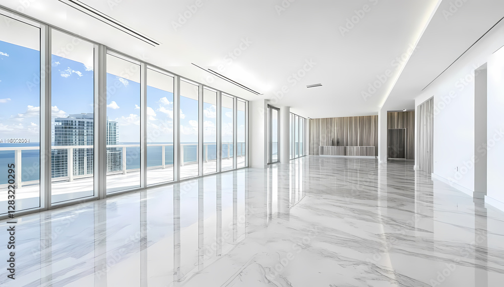 Modern residence with city skyline Modern residence with city skyline