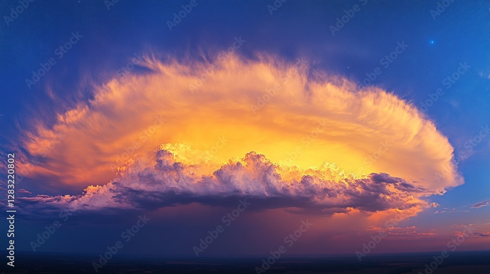 Fototapeta premium Dramatic Sky With Golden And Dark Clouds.