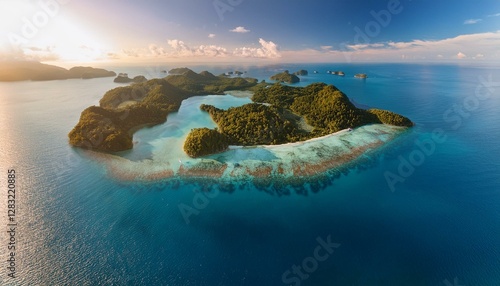 Aerial views reveal breathtaking island archipelagos.   photo