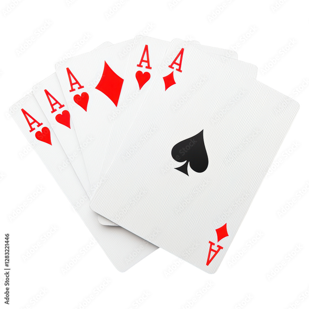 Obraz premium Four aces poker hand, showcasing excitement , Casino element, isolated on transparent background