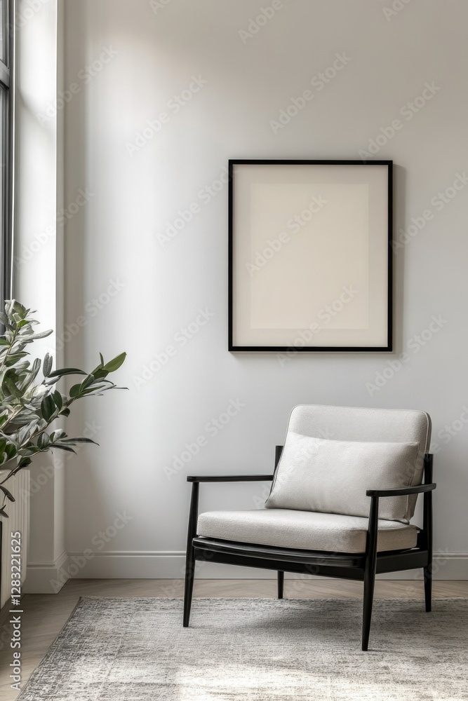 Empty Wall and Chair in Room Empty Wall and Chair in Room
