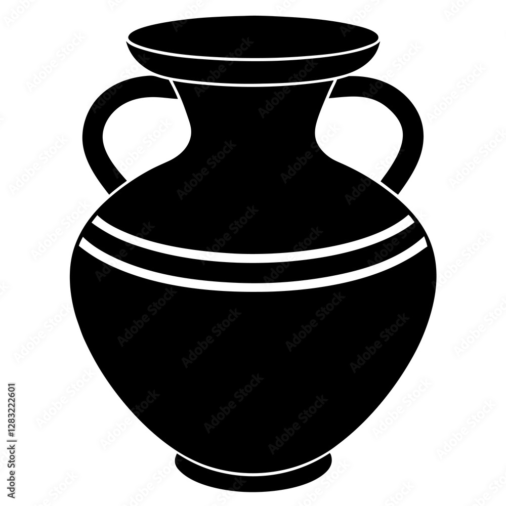 Clay Pot Silhouette Vector Icon White Background. Clay Pot Silhouette Vector Icon White Background.