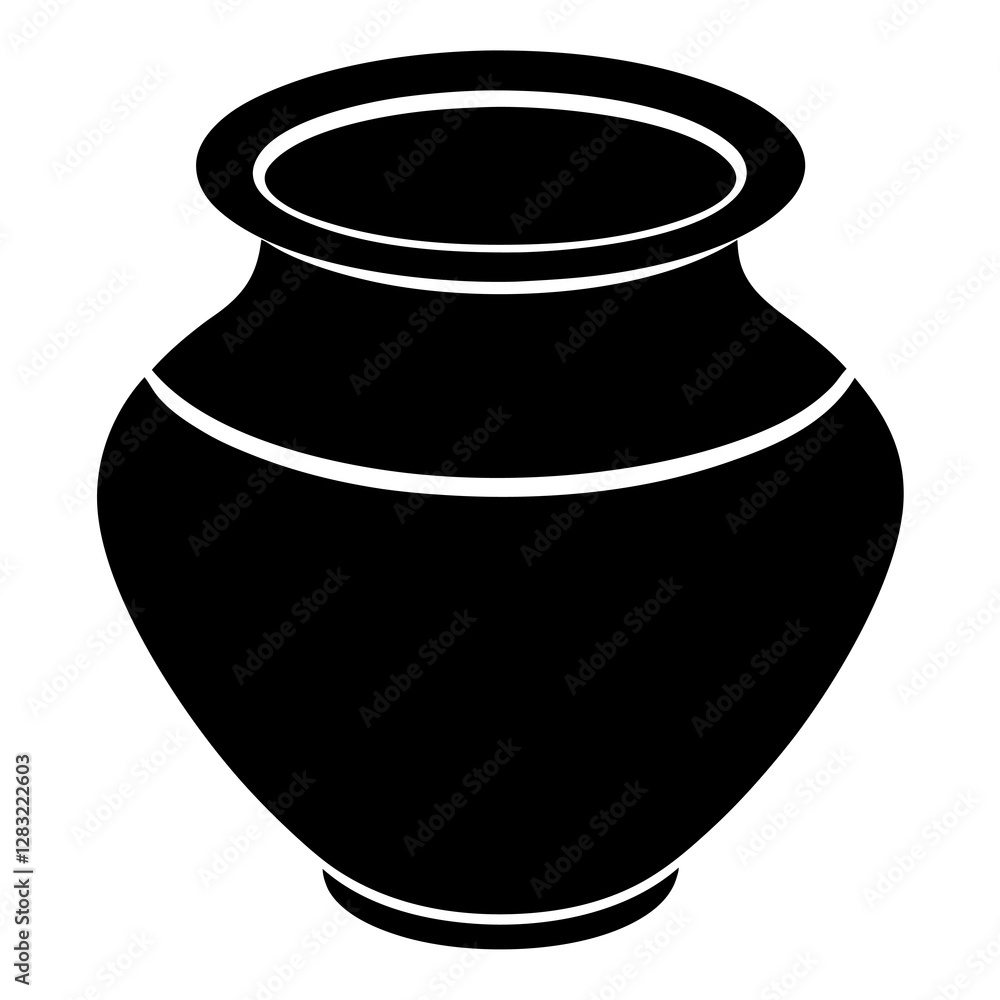 Minimalist Clay Pot Silhouette Vector – Traditional & Elegant.