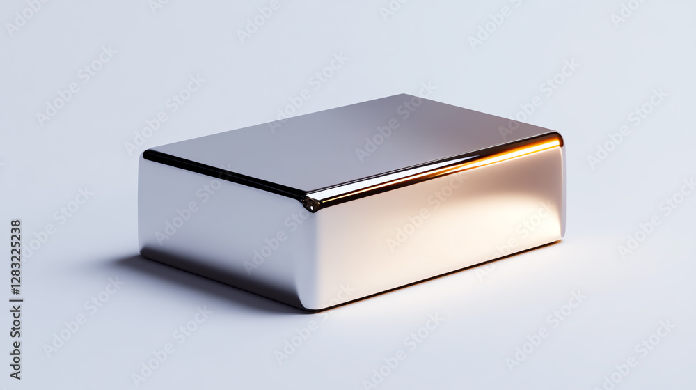 A shiny, metallic block in a minimalistic setting, reflecting light beautifully. This image highlights modern industrial design and the use of metal in contemporary craftsmanship. A shiny, metallic block in a minimalistic setting, reflecting light beautifully. This image highlights modern industrial design and the use of metal in contemporary craftsmanship.