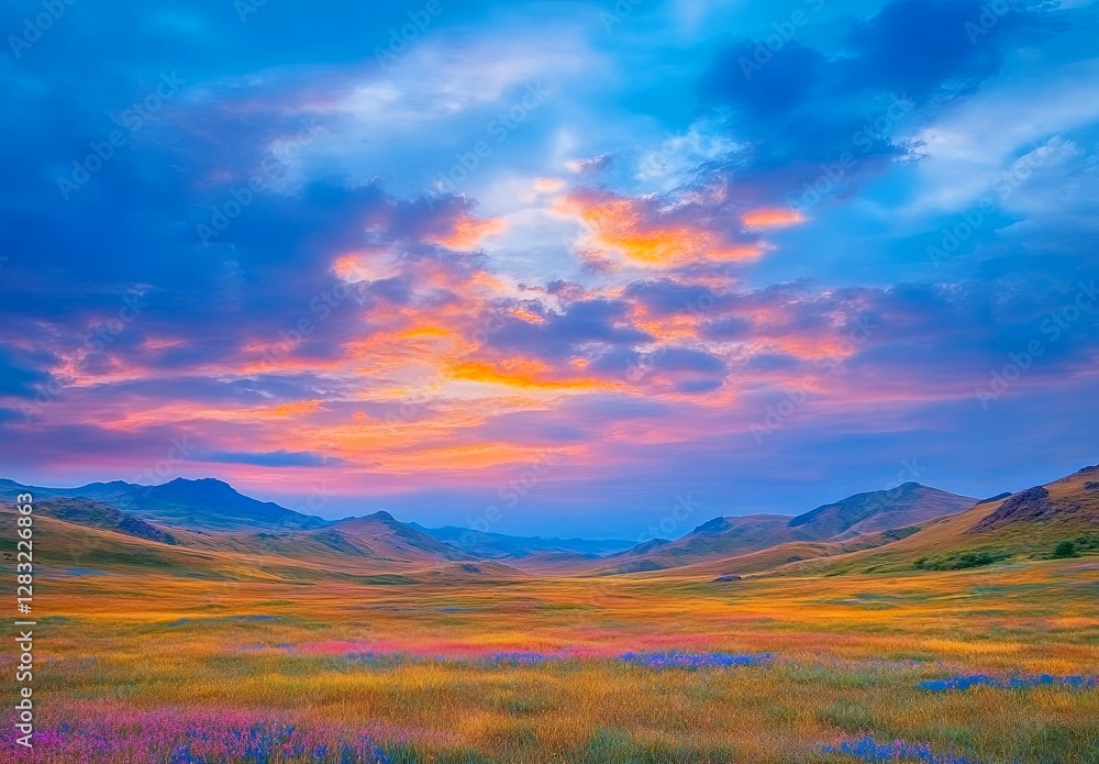 Fototapeta premium Vibrant Sunset in a Colorful Sky