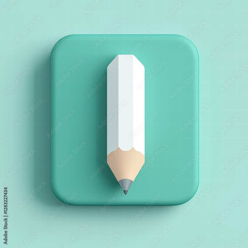 Precision in Design: A pristine, white pencil with a sharp graphite tip rests elegantly atop a soft, square turquoise background, conveying the simplicity of design and creativity Precision in Design: A pristine, white pencil with a sharp graphite tip rests elegantly atop a soft, square turquoise background, conveying the simplicity of design and creativity