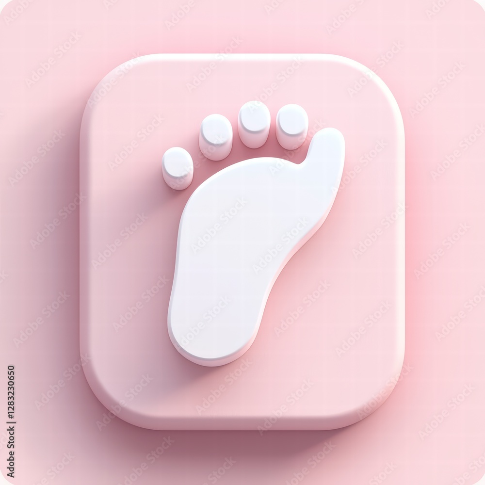 Tiny Steps, Big Beginnings: A minimalist icon featuring a baby's footprint, rendered in a soft pastel palette, capturing the innocence of new life and early childhood milestones. Tiny Steps, Big Beginnings: A minimalist icon featuring a baby's footprint, rendered in a soft pastel palette, capturing the innocence of new life and early childhood milestones.