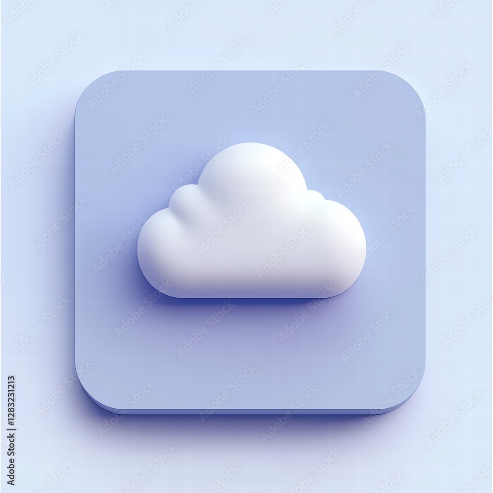 Cloud Icon Illustration: A minimalist illustration of a fluffy cloud rendered in a soft, pastel color palette, set against a complementary background. Cloud Icon Illustration: A minimalist illustration of a fluffy cloud rendered in a soft, pastel color palette, set against a complementary background.