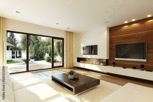 Wallpaper Mural Modern Living Room with Patio View Torontodigital.ca