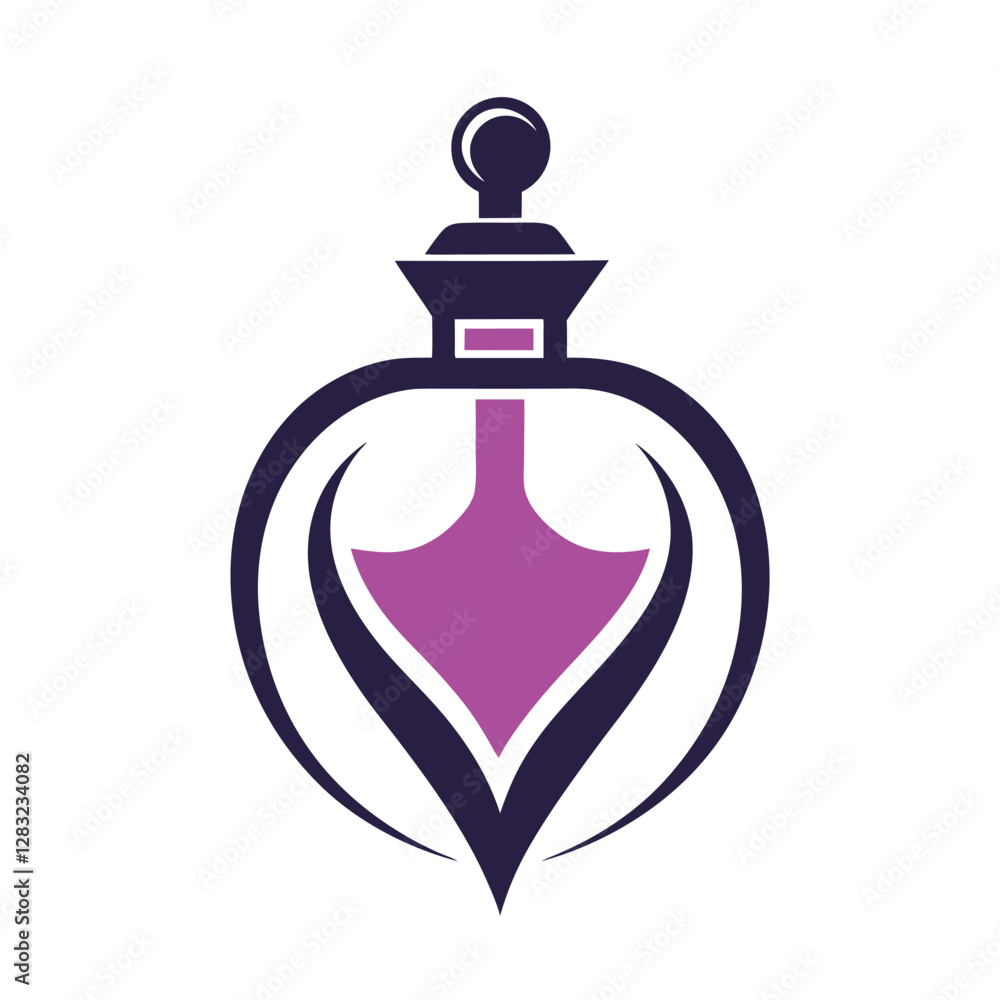 perfume bottle logo design concept vector art and illustration