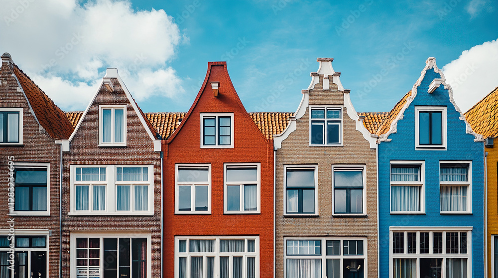 Fototapeta premium Alkmaar Houses: Charming Dutch Canalside Homes 