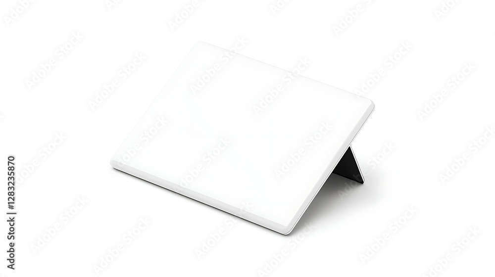 White Blank Rectangular Digital Display Stand on White Background White Blank Rectangular Digital Display Stand on White Background