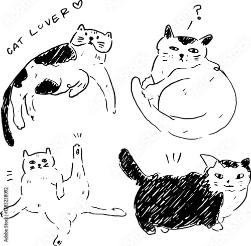 cats outline and text elements design for templates.