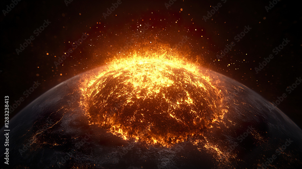 Obraz premium Earth's Glowing Core: Molten Layers Revealed 