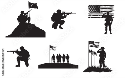 army silhouettes of people