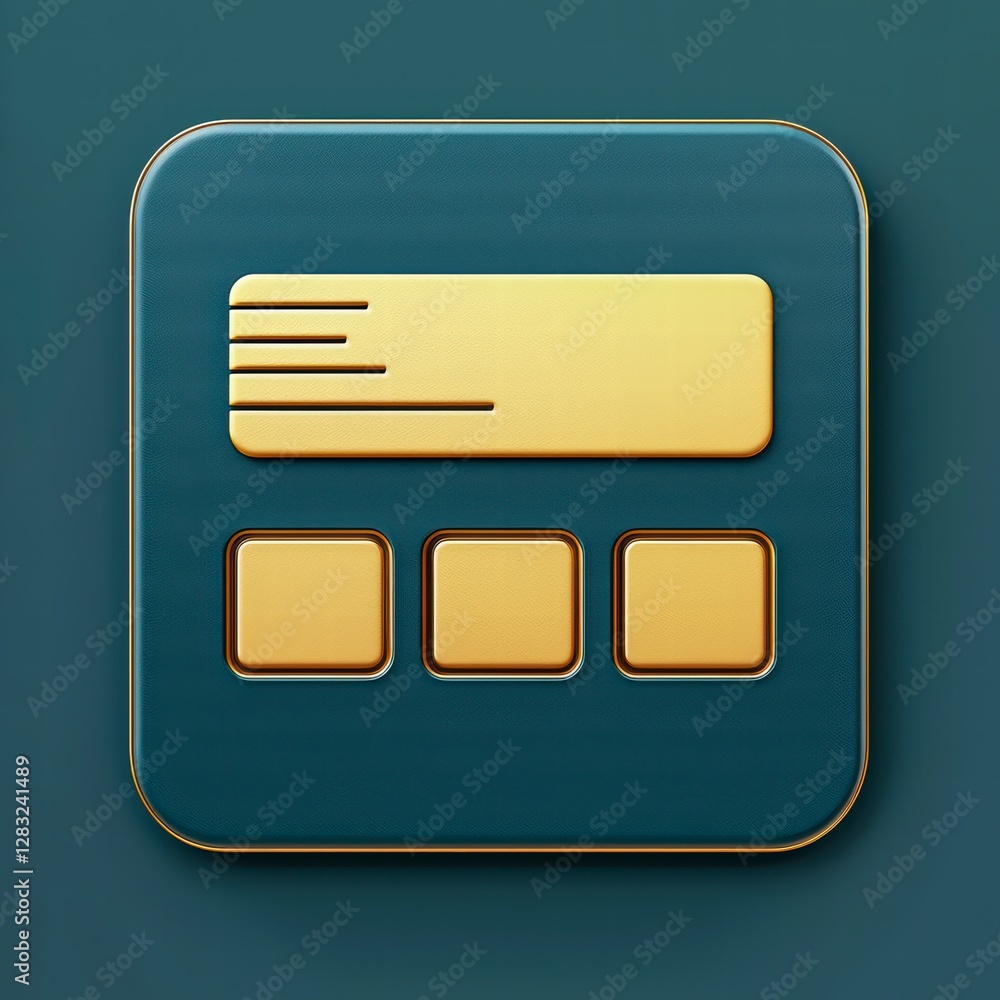 Digital Calculator App Icon: A sleek, modern app icon featuring a golden calculator design against a teal backdrop, offering a blend of elegance and functionality. Digital Calculator App Icon: A sleek, modern app icon featuring a golden calculator design against a teal backdrop, offering a blend of elegance and functionality.
