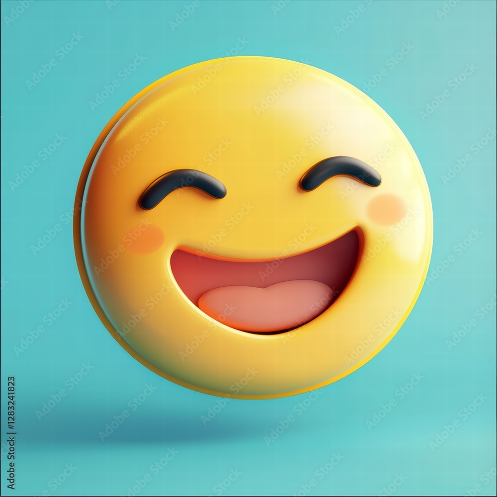 Fototapeta premium Joyful Expression: a close-up shot of a smiley face showing a universal expression of joy and happiness, this photorealistic emoji captures the essence of digital communication.