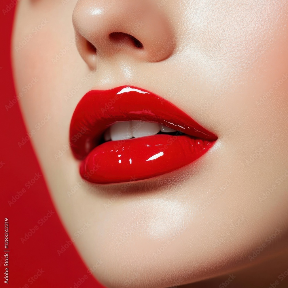 Obraz premium glossy+lipstick+application+beauty+shot --profile kwdsy9w --v 6.1 Job ID: 715e7e5c-c755-429d-8866-682cb539b60e