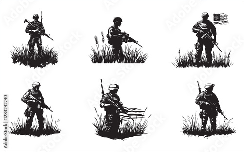 army silhouettes of horses