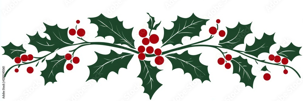 Fototapeta premium Christmas Holly Decor Illustration