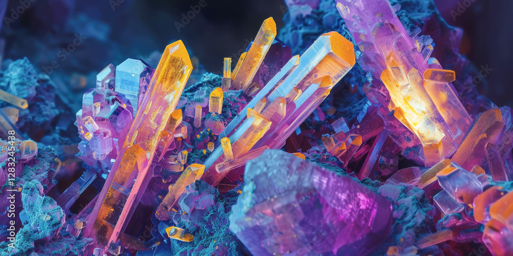 Microscopic illustration of crystalline structures, showcasing the abstract patterns of minerals