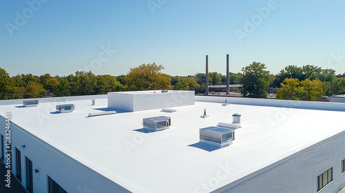 White Two-Story Flat Roof Commercial Building
