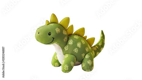 Fototapeta Naklejka Na Ścianę i Meble -  Cute green dinosaur plush toy with textured fabric