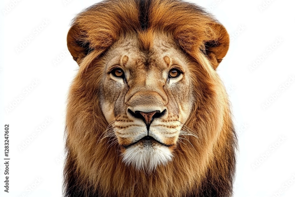 Close-up Lion Portrait on White Background Close-up Lion Portrait on White Background