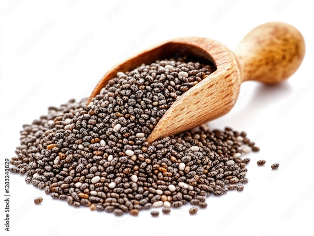 Close-up of a wooden spoon and sesame seeds Close-up of a wooden spoon and sesame seeds