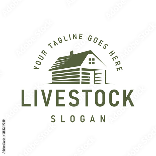 Classic western country ranch logo with vintage style barn Illustration Design