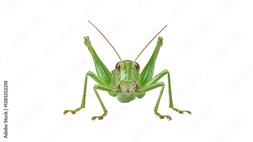 Close view of a green grasshopper in nature Close view of a green grasshopper in nature
