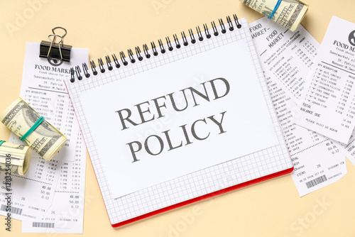 Notebook with text REFUND P...
