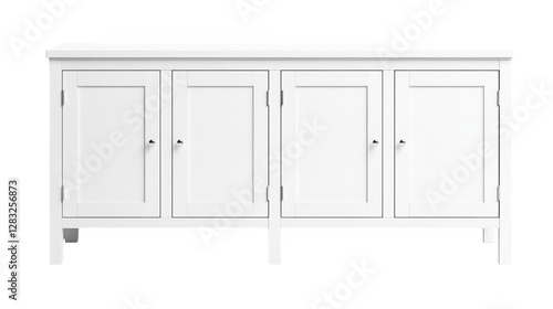 Modern white sideboard, stylish storage solution with doors and drawers for contemporary homes photo