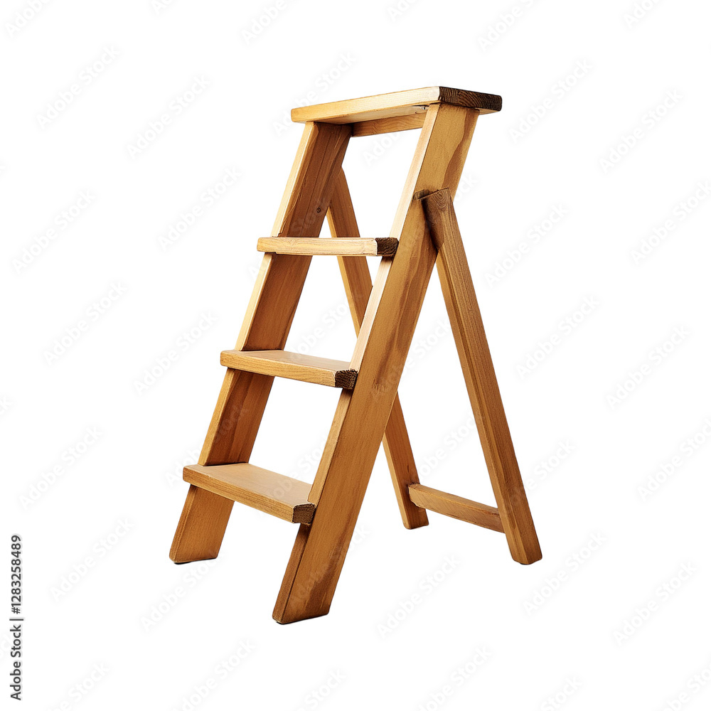 Wooden realistic stepladder on transparent background Wooden realistic stepladder on transparent background