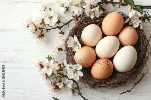 Springtime Easter Eggs in a Nest