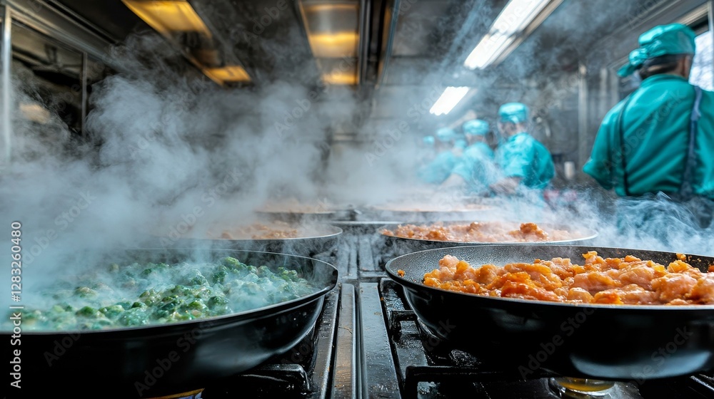 Commercial Kitchen Food Preparation in Progress Commercial Kitchen Food Preparation in Progress