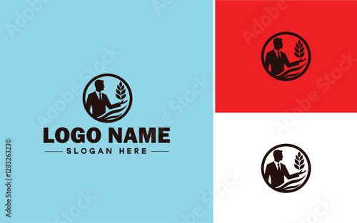 Leadership Coaching icon Executive coaching Management mentoring Leadership development flat logo sign symbol editable vector