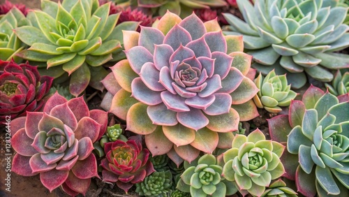 Vibrant Echeveria Succulents - Colorful Background Pattern for Home Decor, Gardening Inspiration, and Nature Lovers
