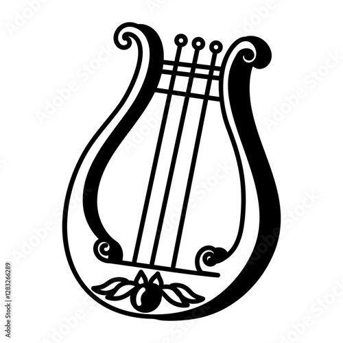 A hand drawn icon of musical lyre 

