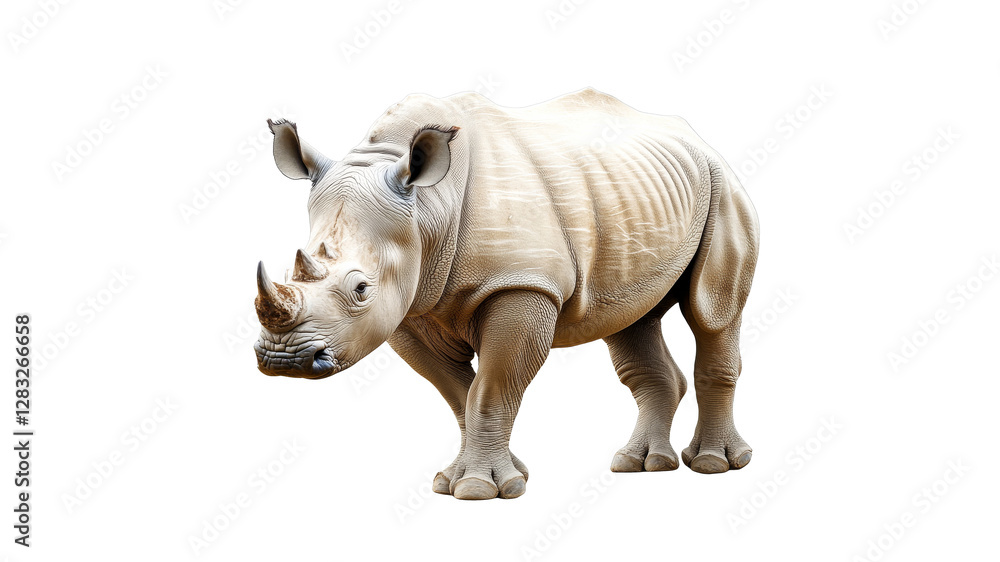 Rhinoceros walking in a natural habitat setting Rhinoceros walking in a natural habitat setting