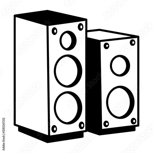 A hand drawn icon of speakers 
