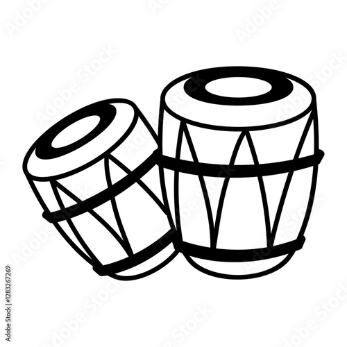 A hand drawn icon of classical drums 