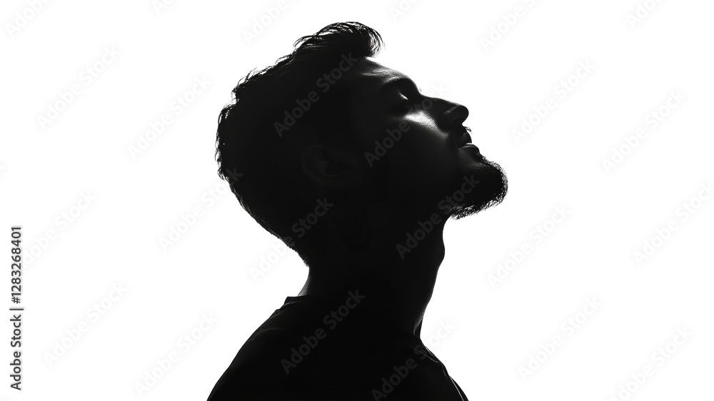 Thoughtful man gazing upward silhouette Thoughtful man gazing upward silhouette