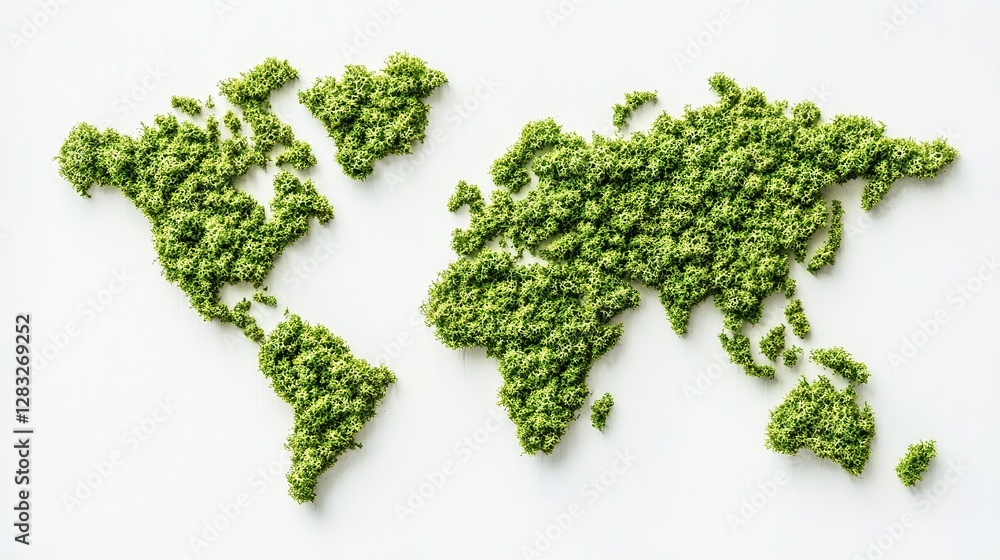 Green World Map, Studio Shot, Sustainability, Eco Green World Map, Studio Shot, Sustainability, Eco