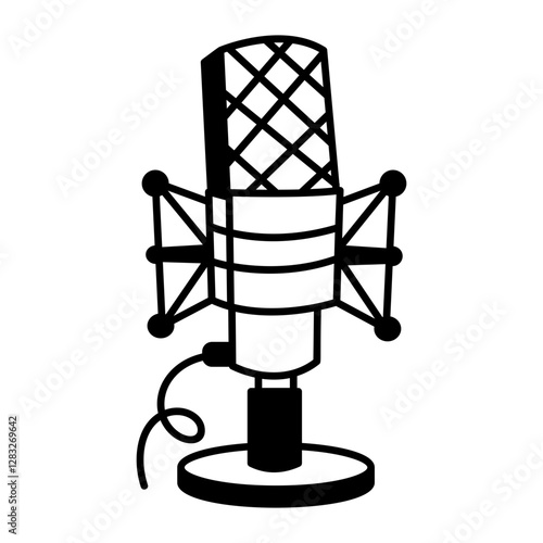 Singing mic icon in doodle style 
