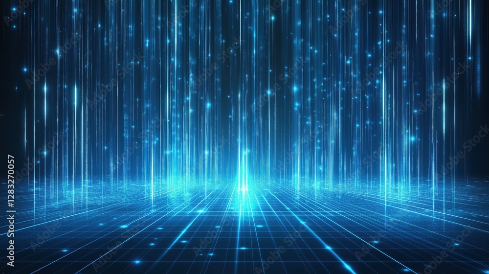 Digital blue light rays creating a futuristic backdrop. Digital blue light rays creating a futuristic backdrop.